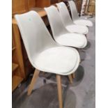 Four taupe plastic kitchen chairs. Not available for in-house P&P, contact Paul O'Hea at Mailboxes