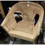 A wicker garden chair, an office chair and a folding table. Not available for in-house P&P,