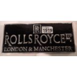 Aluminium Rolls Royce plaque, 25 x 11 cm. P&P Group 2 (£18+VAT for the first lot and £3+VAT for