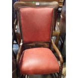 Oak framed leather seated and backed rocking chair. Not available for in-house P&P, contact Paul O'