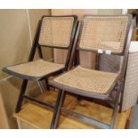 Pair of folding mahogany rattan back and seat chairs. Not available for in-house P&P, contact Paul