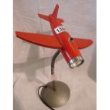 Unusual jet fighter table lamp on an adjustable stand. Not available for in-house P&P, contact