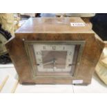 Mid 20th century Westminster chime walnut cased mantle clock, no key. Not available for in-house P&