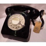 Black 1960/1970s style rotary telephone, compatible with modern telephone banking and any standard