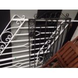 Wrought iron step hand rail and a wrought iron garden gate, W: 75 cm. Not available for in-house P&