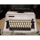 Adler type writer with globe electric lamp. Not available for in-house P&P, contact Paul O'Hea at