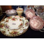 Collection of mixed ceramics in the Old Country Roses pattern. Not available for in-house P&P,