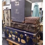 Four vintage cases including a steamer trunk. Not available for in-house P&P, contact Paul O'Hea