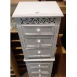 Two white painted bedside tables, 60 x 35 x 80 cm. Not available for in-house P&P, contact Paul O'