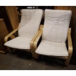 Pair of Ikea beech easy chairs. Not available for in-house P&P, contact Paul O'Hea at Mailboxes on