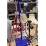 Metal folding artists tripod easel and hat stands. Not available for in-house P&P, contact Paul O'