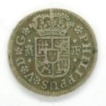 1738 Spanish one reale, rare. P&P Group 1 (£14+VAT for the first lot and £1+VAT for subsequent lots)