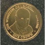 2015 Sir Winston Churchill gold crown coin cover. P&P Group 1 (£14+VAT for the first lot and £1+