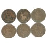 Six bronze farthings of Queen Victoria. P&P Group 1 (£14+VAT for the first lot and £1+VAT for