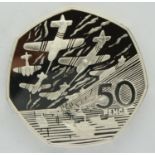 1994 silver proof fifty pence D-Day landings coin, boxed with CoA. P&P Group 1 (£14+VAT for the