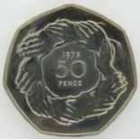 1973 proof fifty pence coin, EEC commemorative (hands), boxed. P&P Group 1 (£14+VAT for the first