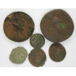 Six Roman Britain-recovered coins, earlier issues. P&P Group 1 (£14+VAT for the first lot and £1+VAT
