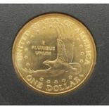 2000-P slabbed USA Sacagawea one dollar, M570 INB certified full strike. P&P Group 1 (£14+VAT for