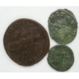 Three Roman coins: Gothicus, Domitian and Campgate. P&P Group 1 (£14+VAT for the first lot and £1+