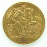 1911 half sovereign of George V. P&P Group 1 (£14+VAT for the first lot and £1+VAT for subsequent