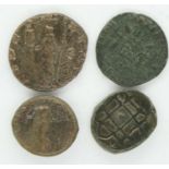 Four Roman/Indo-Greek Ancient coins. P&P Group 1 (£14+VAT for the first lot and £1+VAT for