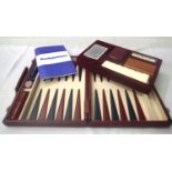 Small travelling Backgammon set, in folding case with handle, with instructions, 20 x 28 cm. P&P