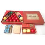 Snooker and Billiards, Actone , British made set of snooker balls plus a set of billiard balls. Also