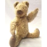 Vintage plush teddy bear, H: 34 cm, jointed arms, legs and head. P&P Group 1 (£14+VAT for the