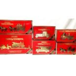 Six Matchbox Yesteryears comprising of Scammell and train load, Leyland fire engine, Merry
