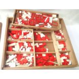 Vintage Lego set in wooden box with sliding lid, contents unchecked. P&P Group 1 (£14+VAT for the