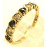 9ct gold sapphire and CZ ring, size M, 1.6g. P&P Group 1 (£14+VAT for the first lot and £1+VAT for