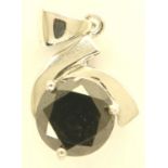 9ct white gold black diamond pendant, diamond 1.5ct, 1.4g. P&P Group 1 (£14+VAT for the first lot