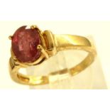 9ct gold set solitaire ring, with certificate, ruby 1.8ct, 3.1g. P&P Group 1 (£14+VAT for the