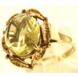9ct gold large citrine set ring, size O, 4.0g. P&P Group 1 (£14+VAT for the first lot and £1+VAT for