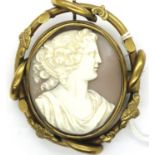 Pinchbeck cameo reversible mourning brooch, L: 8 cm. P&P Group 1 (£14+VAT for the first lot and £1+