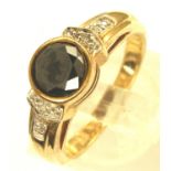 9ct gold black and white diamond ring, with certificate, size N, 3.8g. P&P Group 1 (£14+VAT for