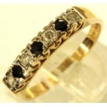 9ct gold sapphire and CZ ring, size Q, 25g. P&P Group 1 (£14+VAT for the first lot and £1+VAT for