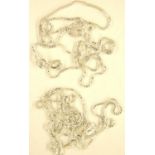 Three silver box chains, each L: 45 cm (approximately). P&P Group 1 (£14+VAT for the first lot
