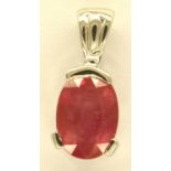 9ct white gold ruby pendant, ruby 0.99ct, 0.8g. P&P Group 1 (£14+VAT for the first lot and £1+VAT