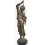 Bronzed figurine, H: 45 cm. P&P Group 3 (£25+VAT for the first lot and £5+VAT for subsequent lots)