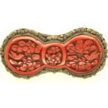 Silver and coral Victorian brooch, L: 50 mm. P&P Group 1 (£14+VAT for the first lot and £1+VAT for