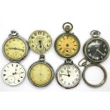 Mixed Pocket watches and parts including Smiths, Black face example. P&P Group 1 (£14+VAT for the