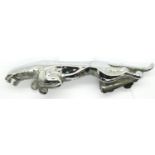 Original chromed vehicle bonnet mascot, in the form of a leaping Jaguar, H: 15 cm. Some rust