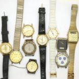Ten mixed gents quartz wristwatches, not working at lotting. P&P Group 1 (£14+VAT for the first