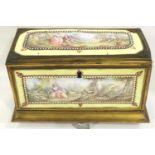 Regency enamel on copper jewellery casket, L: 21 cm. P&P Group 2 (£18+VAT for the first lot and £3+
