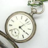 Antique key wind open face Dueber coin case Springfield Illinois pocket watch with key, D: 53 mm.