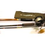 Rod bag and contents including Daiwa Sea Serpent with Penn Delmar reel, Leeda Obsession 900 carbon