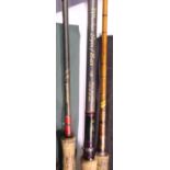 Mixed fishing rods including a split cane example. P&P Group 3 (£25+VAT for the first lot and £5+VAT