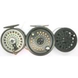 Two fly reels Leeda Magnum 2000 disc drag and another, with a spare spool. P&P Group 2 (£18+VAT