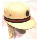 Post war RAF white leather and cork motorcycle helmet by Compton, size 7 1/4. P&P Group 3 (£25+VAT